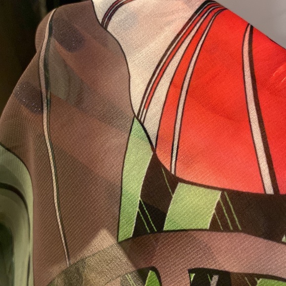 Angelo Tready wear sheer women’s asymmetrical blouse top floral bold front M - Picture 6 of 11